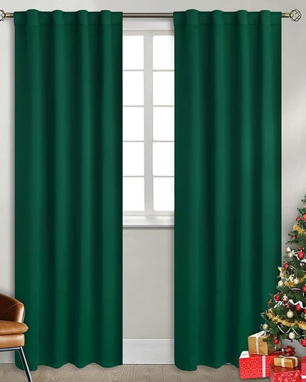 BGment Christmas Emerald Green Blackout Curtains 84 Inch Length 2 Window Panels Set for Living Room - Rod Pocket and Back Tab Thermal Insulated Room Darkening Curtains for Bedroom, (38 x 84 Inch)