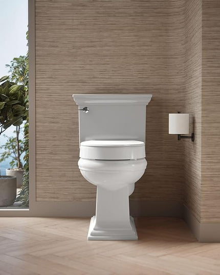 KOHLER 25876-0 Hyten 3" Height, Elevated Soft Close Round Toilet Seat, Contoured Seat with Grip-Tight Bumpers, Quick-Attach Hardware, White