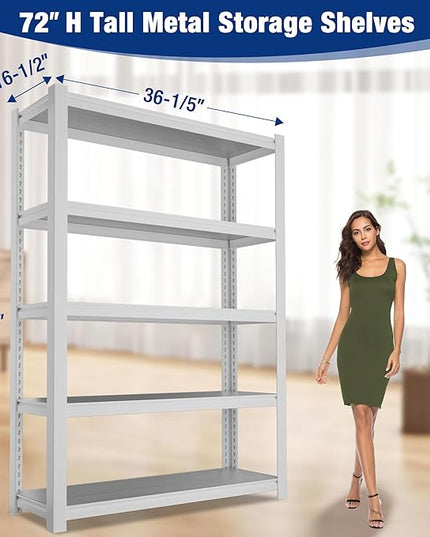 WORKPRO 3000lbs 5-Tier Shelving Unit, 72" H Adjustable Storage Shelves, Boltless Garage Shelving Unit for Garage, Kitchen, Durable Scratch-Resistant Panels, White