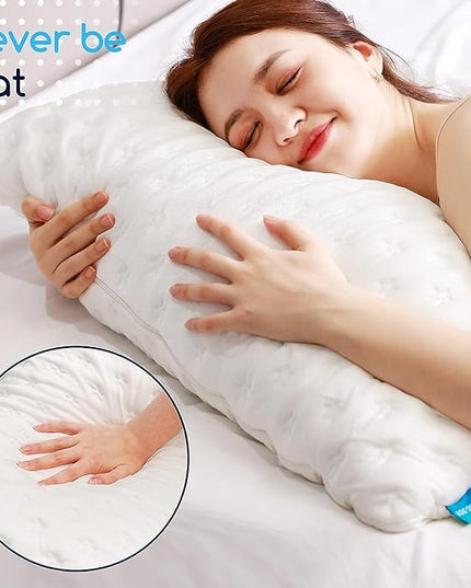 Cooling Side Sleeper Pillow for Adults, Firm Bed Pillow for Side Sleepers Neck and Shoulder Pain, Luxury Shredded Memory Foam Pillow Set of 1- Adjustable King Size- Washable Cover Original White