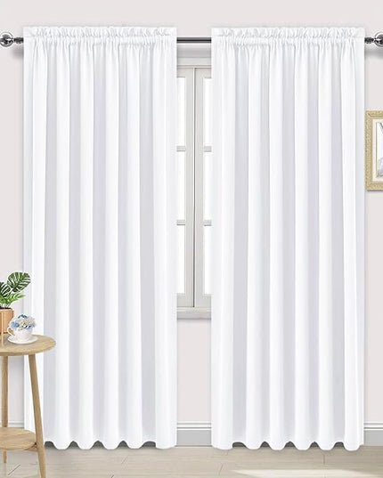 DWCN White Curtains for Living Room Thermal Insulated, 50% Light Blocking Curtains for Bedroom, Dining Room Window, W 70x L 84 Inch, Set of 2 Rod Pocket Curtain Panels