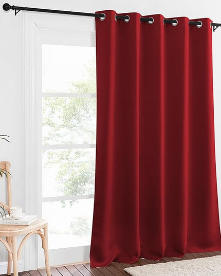NICETOWN Blackout Curtains 84 Inch Length, Thermal Insulated Curtains for Bedroom Grommet Energy Saving Room Darkening Drapes for Living Room Window, 1 Panel, Burgundy Red, 66" W x 102" L