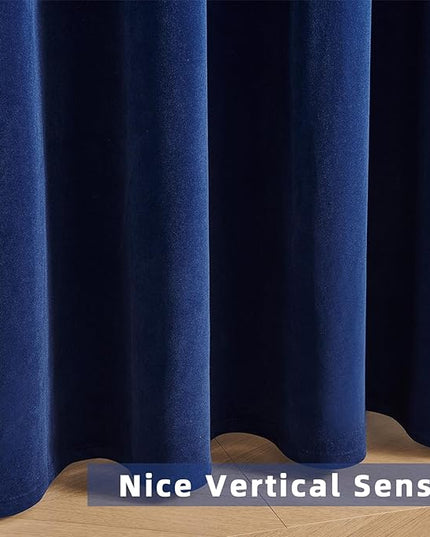 Joydeco Royal Blue Velvet Curtains 90 inch Curtains, Luxury Grommet Blackout Curtain 2 Panels, Thermal Insulated Privacy Room Darkening Window Drapes for Bedroom Living Room Home Theatre (52Wx90L)