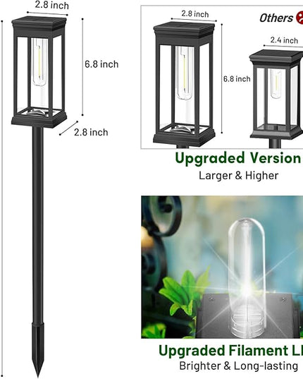 BesLowe 【Upgraded】 Solar Pathway Lights Outdoor, 12-Pack Large LED Solar Light Outdoor Waterproof, Super Bright Outside Lights for Yard, Sun-Powered Landscape Lighting for Garden Walkway, Cool White