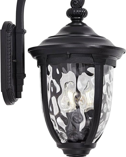John Timberland Bellagio European Outdoor Wall Light Fixture Textured Black Metal 20 1/2" Hammered Glass Decor for Exterior House Porch Patio Outside Deck Garage Yard Front Door Garden Home