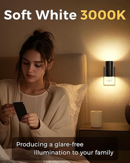 L LOHAS LED Night Light, Automatic Night Lights Plug into Wall, 2 Pack Nightlights with Light Sensor, 3000K Soft White 0-100LM Dimmable Modern Nightlight for Kids Bedroom Hallway