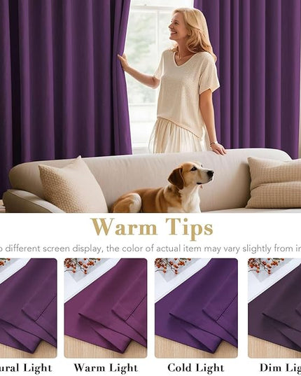 H.VERSAILTEX Blackout Curtains/Draperies/Drapes for Bedroom 108 Inches Long, Extra Long Thermal Insulated Window Treatment Light Blocking Grommet Privacy Curtains, Plum Purple, 2 Panels