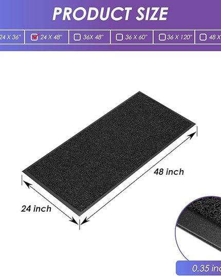 Kuyal Door Mat, 2'x4' Indoor Outdoor Entrance Mat to Trap Dirt and Moisture, Non Slip Waterproof Outdoor Mats, Commercial Floor Inside Outside Entrance, Heavy Duty Durable Welcome Mats, Black