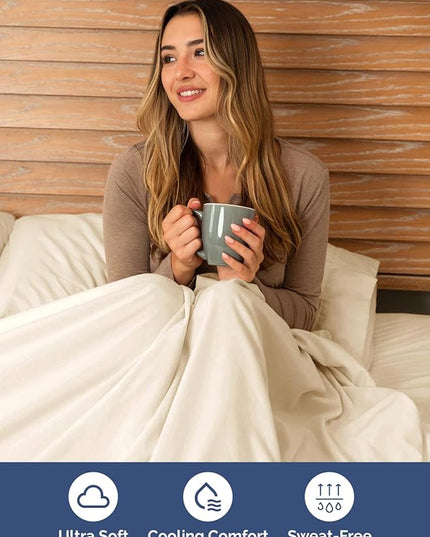 Extra Deep Queen Sheet Set - 6 Piece Breathable & Cooling Sheets - Hotel Luxury Bed Sheets Set - Easy & Secure Fit - Soft, Wrinkle Free & Comfy Sheets Set - Off White Sheet Set with Extra Deep Pockets