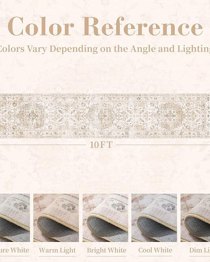 PADOOR-Vintage Runner Rug 2X10 Runners for Hallways-Soft Beige Washable Bedside Rugs for Bedroom-Non Slip Long Rug for Hallways Entryway Laundry Room Stair Kitchen Bathroom
