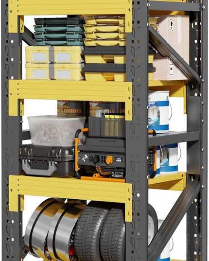 32" W Garage Shelving,4-Tier Heavy Duty Storage Shelves Unit with Adjustable Metal Shelf for Warehouse,Basement,Workshop,3000LBS,32" W x 20" D x 63" H,Black&Yellow