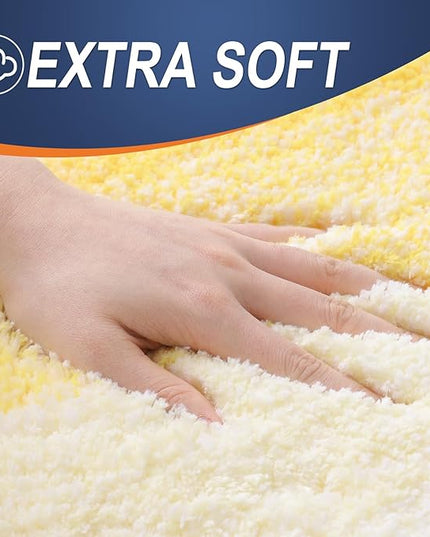 OLANLY Bathroom Rug Set 2 Piece, Soft Absorbent Microfiber Bath Mats and U-Shaped Contour Toilet Rug, Non-Slip, Machine Wash Dry, Plush Shaggy Bath Mats for Bathroom (24"x16"+24"x20", Yellow)