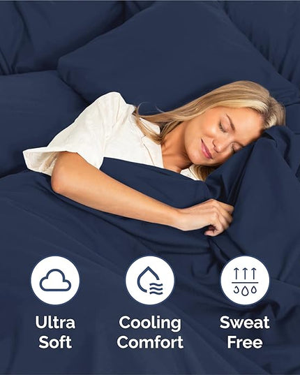 Split King Size 5 Piece Sheet Set - Comfy Breathable & Cooling Bed Sheets Set - Hotel Luxury Bedding for Women, Men, Kids, Teens, Boys & Girls - Deep Pockets, Soft, Wrinkle Free - Oeko-Tex - Navy Blue