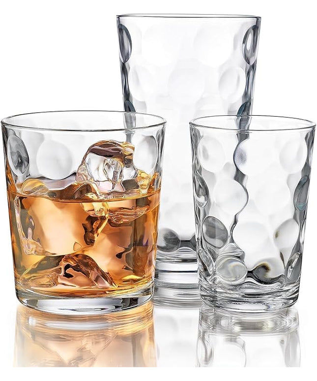 Home Essentials 12-pc Galaxy Glassware - Drinking Glasses, Mixed Drinkware Set. Highball 17 oz. Rock 13 oz. Juice 7 oz. Glass Tumblers