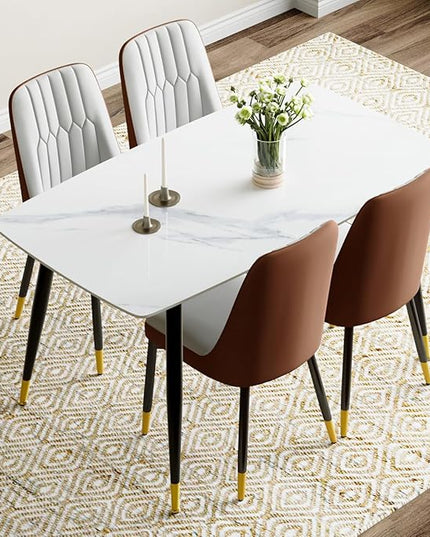 50'' Dining Table Set for 4, Dining Room Sets for 4, Sintered Stone Dining Table Chairs Set of 4, Easy to Assemble，Suitable for Small Spaces