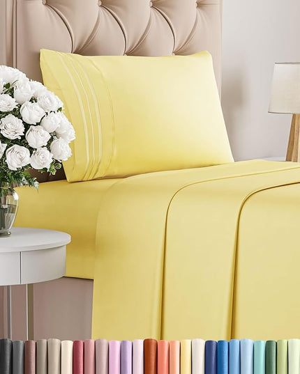 Twin XL Size 3 Piece Sheet Set - Comfy Breathable & Cooling Bed Sheets Set - Hotel Luxury Bedding for Women, Men, Kids, Teens, Boys & Girls - Deep Pockets, Ultra-Soft, Wrinkle Free - Oeko-Tex - Yellow