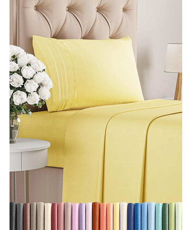 Twin XL Size 3 Piece Sheet Set - Comfy Breathable & Cooling Bed Sheets Set - Hotel Luxury Bedding for Women, Men, Kids, Teens, Boys & Girls - Deep Pockets, Ultra-Soft, Wrinkle Free - Oeko-Tex - Yellow