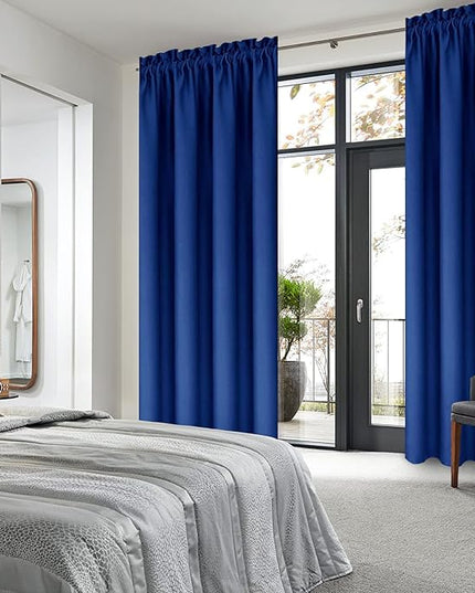 DWCN Blackout Curtains Room Darkening Thermal Insulated Bedroom Curtains Window Curtain Panels, 42 x 84 inches Long, Set of 2 Classic Blue Rod Pocket Drapes