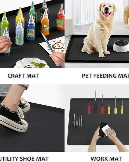 Heavy Duty Silicone Under Sink Mats for Kitchen Waterproof 40" x 19", Extra Thick Under Sink Rubber Mat Drip Tray, Raised Edge Under Sink Liner,Prevent Drips, Leaks, Spills,Black