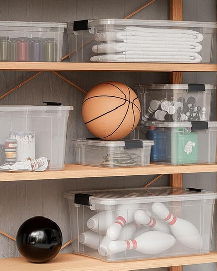 Superio Storage Bins with Lids- 2 Pack, 1.85 Qt Clear Boxes for Organizing, Stackable Plastic Containers- BPA Free, Non-Toxic, Odor Free, Organizer for Home, Office, Dorm