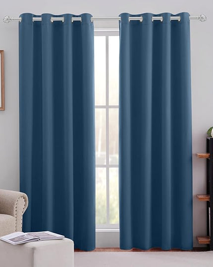 HOMEIDEAS Dark Teal Blackout Curtains for Bedroom 52 X 84 Inch Length 2 Panels Set Room Darkening Bedroom Curtains, Soundproof Thermal Grommet Window Curtains for Living Room