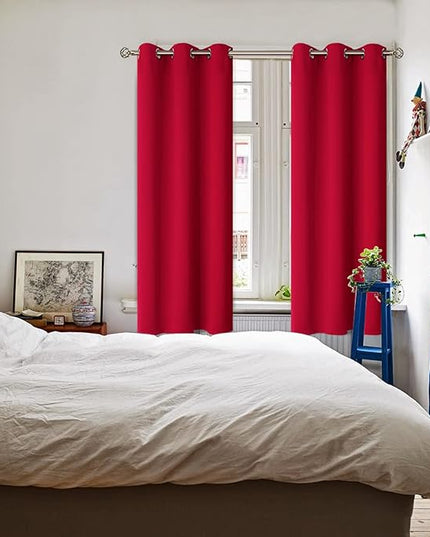 BGment Room Darkening Curtains 72 Inches Long - Grommet Thermal Insulated Drapes Window Treatment Curtains for Bedroom, 2 Panels, 42 x 72 Inch, Red