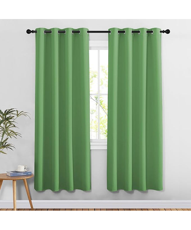 NICETOWN Blackout 78 inch Curtains for Doorway 2 Panels Set, Grommet Thermal Insulated Room Darkening Door Curtains Sound Reducing for Bedroom/Home Office, Forest Green, W52 x L78