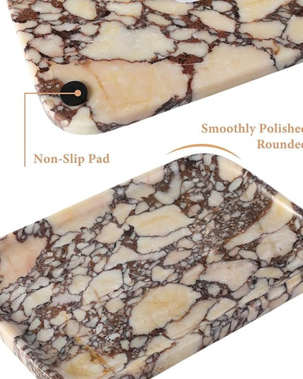 Calacatta Marble Vanity Trays, Marble Bathroom Tray Countertop, Luxury Decorative Dresser Organizer, Purple&White Natural Stone Serving Tray for Kitchen, Perfume, Jewelry Holder Storage