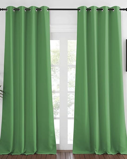 NICETOWN Blackout Window Curtain 90 inch Length - Room Darkening Thermal Insulated Grommet Large Window Treatment Light Blocking for Bedroom/Doorway (Froest Green, 1 Panel, W52 x L90)