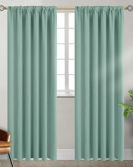 BGment Window Curtains for Bedroom - 84 Inch Rod Pocket and Back Tab Thermal Insulated Room Darkening Curtains for Living Room, 2 Curtain Panels (52 x 84 Inch, Frosty Green)