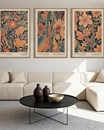 ANHUIB Floral Wall Art 16x24 Inch Large Vintage Botanical Wall Decor Retro Floral Blossom Paintings Modern Plant Art Prints Set of 3 for Living Room Bedroom Office