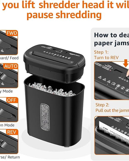 Amazon Basics 8-Sheet Cross Cut Paper Shredder and Credit Card Shredder - Black