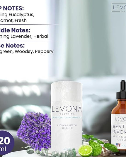 Levona Scent Essential Oils - Scents for Home, Hotel & Office Use - Perfect for Home Diffuser & Humidifiers - Aroma Fragrance Oil, Ideal for Massage, Relaxation, and Spa - Restful Lavender, 120ml