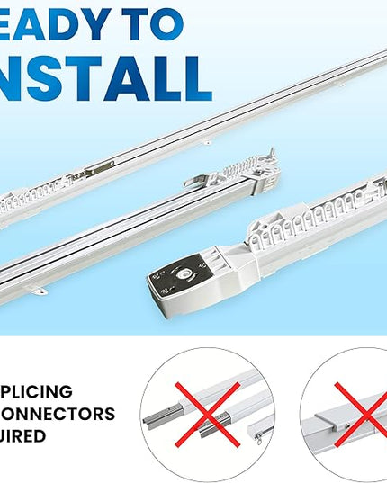 Osprey Smart Curtain Track, Single-Piece Motorized Rod, Adjustable Length, Quiet Heavy-Duty Motor, Remote & App Control, Compatible with Alexa & Google Assistant, Ceiling or Wall Mounted