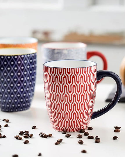 Selamica Ceramic Coffee Mugs Set of 4, 16 OZ Coffee Mug with Handle, Large Coffee Cups for Cappuccino, Tea, Mocha, Cocoa, Dishwasher Microwave Safe, Assorted Colors