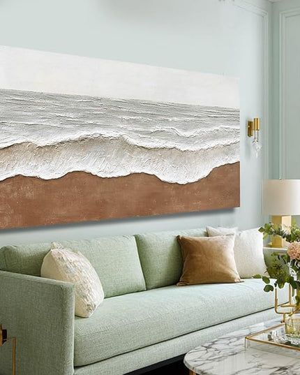 Artexist Seascape Wall Painting Landscape Home Wall Art Grey 24"x48" Wall Decor for Bedroom, Office