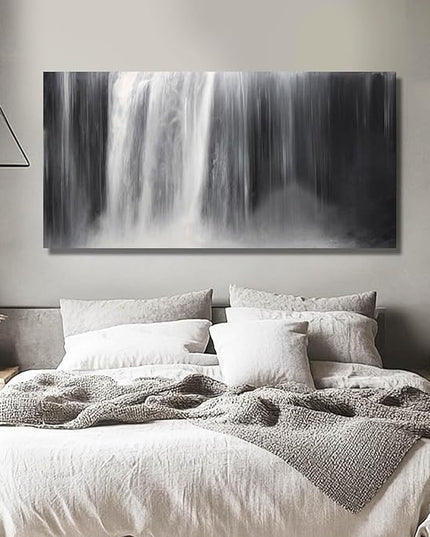 Black Wall Art White Wall Decor Waterfall Wall Pictures Abstract Wall Art Room Decor Canvas Poster Photos for Bedroom Living Room 24"x48"