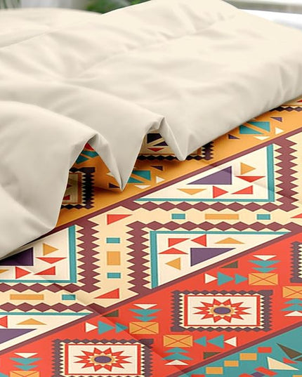 Comforter Set King Size, Colorful Tribal Mexico 7 Pcs Bedding for Kids and Adults, Mexican Aztec Sun Bed Sheet Sets with Fitted Sheet 2 Pillowcases & 2 Shams for Bedroom Bed Decor