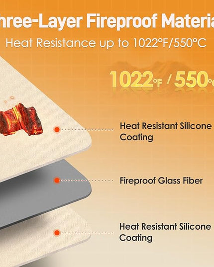 Heat Resistant Mats for Countertop - Fireproof 16x20in Heat Resistant Mats for Air Fryer - Kitchen Countertop Protector for Air Fryer, Coffee Maker, Stand Mixer, Toaster, Oven 2PCS - Khaki