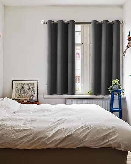BGment Blackout Curtains for Bedroom - Grommet Thermal Insulated Room Darkening Curtains for Living Room, Set of 2 Panels (38 x 54 Inch, Dark Grey)