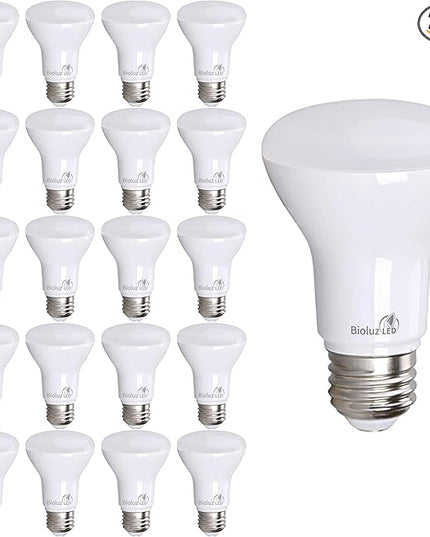 Bioluz LED Light Bulb BR20 Light Bulbs 3000K Bright Soft White LED Bulbs 6W=50W Replacement 90 CRI 540 Lumen Indoor/Outdoor UL Listed CEC Title 20 Compliant Home Decor LED Lights for Bedroom - 20 Pack