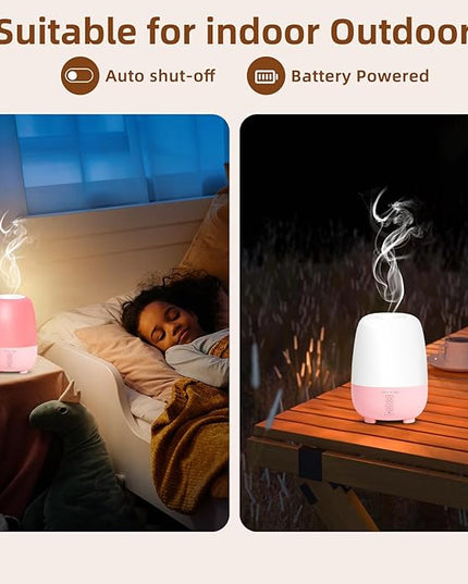 Cordless Essential Oil Diffuser 150ML, Rechargeable Battery, 7H Runtime, 7 LED Lights, Mini Portable Aromatherapy Diffuser for Home, Office, Bathroom, Travel