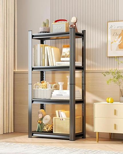 Storage Shelves, Garage Metal Shelving Unit, Adjustable, Double-Layer Column with Reinforced Ribs, Heavy-Duty, Capable of Bearing 2400 lbs, Suitable for Garage, Warehouse, Kitchen Storage