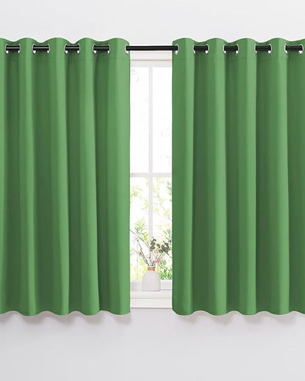 NICETOWN Bedroom Blackout Curtains and Drapes - Window Treatment Thermal Insulated Solid Grommet Blackout Draperies for Bedroom (Forest Green, Set of 2, 66 by 54 Inch)