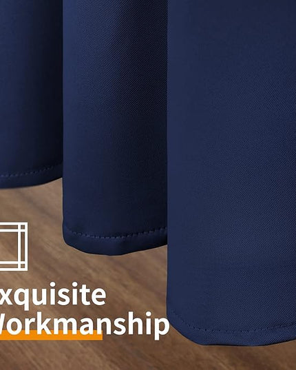YoungsTex Navy Blue Blackout Curtains 45 Inches Long for Kitchen Bedroom Window - Short Length Thermal Insulated Drapes with Grommet Privacy for Basement Bathroom Kids, 2 Panels, 42 x 45 Inch