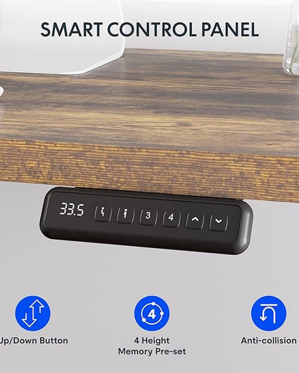 FLEXISPOT L Shaped Standing Desk, 63 x 55 Inch Electric Height Adjustable Corner Desk, Sit Stand Computer Workstation, Preset Controller, Home Office, Black Frame with Rustic Brown Top, Black Drawer