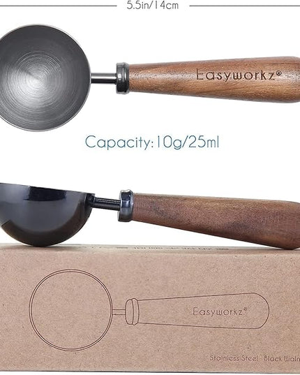 Easyworkz Retro Stainless Steel Coffee Spoon With Black Walnut Handle,10g - Measuring Spoon (Gunmetal)