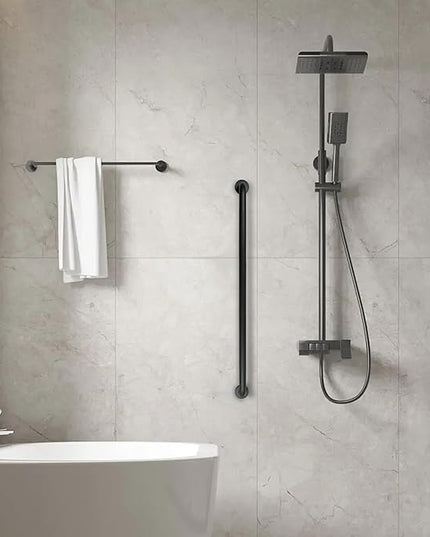 Shower Grab Bar, 2 Pack 39.4 Inch Black Bathroom Grab Bar, 1.25" Diameter 304 Stainless Steel Anti-Slip Grab Bars for Bathtubs and Showers, Handicap Shower Grab Bar for Seniors Elderly