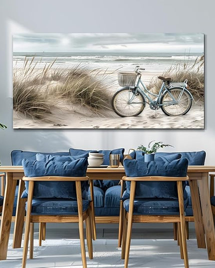 ERQINHUA Modern Canvas Print Wall Art Vintage Home Decorlawn Painting With Marine Beach Landscape Painting Office Living Room Bedroom Restaurant Wall Decor Home Decorcan Be Hung Directly 24x48 In