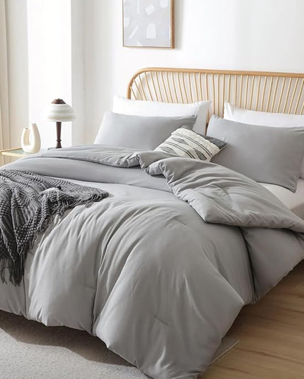 ROSGONIA Oversized King Comforter Grey, 3pcs (1 Boho Comforter & 2 Pillowcases) Lightweight Oversized King Size Comforter Sets Bedding Blanket